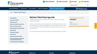 MyChart Third Party App Info - The Christ Hospital