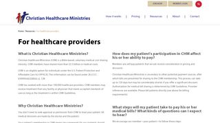 For healthcare providers | Christian Healthcare Ministries
