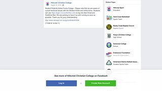 Student Portal & Online Forms Outage -... - Hillcrest Christian College ...