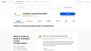 Christian Living Communities Careers and Employment | Indeed.com
