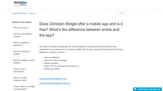 Does Christian Mingle offer a mobile app and is it free? What's the ...