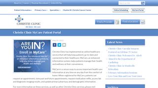 Christie Clinic MyCare Patient Portal | Christie Clinic