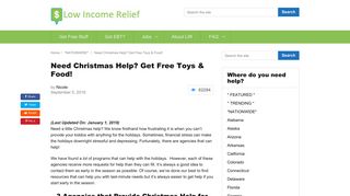 Need Christmas Help? Get Free Toys & Food! - Low Income Relief