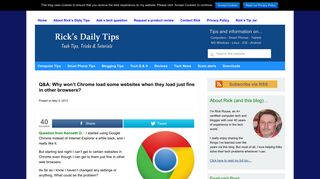 Q&A: Why won't Chrome load some websites when they load just fine ...