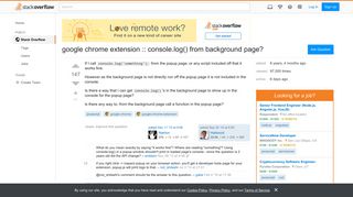 google chrome extension :: console.log() from background page ...