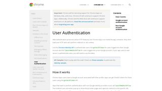 User Authentication - Google Chrome - Chrome: developer