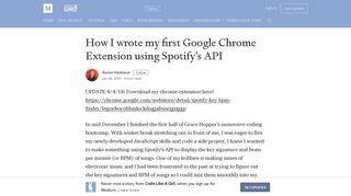 How I wrote my first Google Chrome Extension using Spotify's API