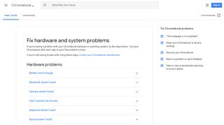 Fix hardware and system problems - Chromebook Help
