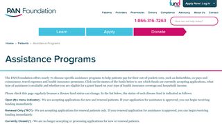 PAN Foundation - Assistance Programs