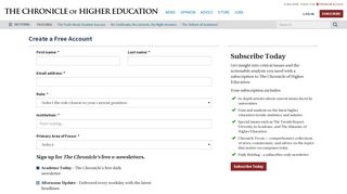Create an Account - The Chronicle of Higher Education