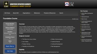 Foundation Course | US Army Combined Arms Center