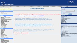 Car Voucher Login - Chrysler Retirees
