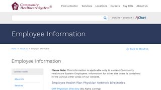 Employee Information | Community Healthcare System