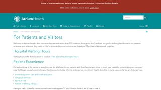 For Patients and Visitors | Atrium Health
