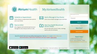 MyAtriumHealth - Login Page