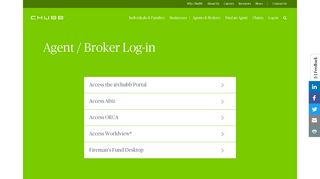 Log-in Options for Agents and Brokers in the U.S. - Chubb