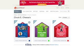 Chuck E. Cheese's Online Invitations | Punchbowl