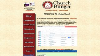 Church Budget Monthly Mail - eVision Online List Manager