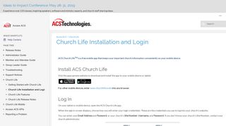 Church Life Installation and Login - Help Centers - ACS Technologies
