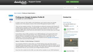 Church Plant Media | Finding your Google Analytics Profile ID