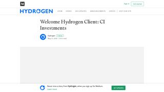 Welcome Hydrogen Client: CI Investments – Hydrogen – Medium