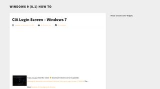 CIA Login Screen - Windows 7 - Windows 9 (8.1) How To