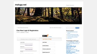 Ciao New Login & Registration | maluga.net