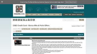 CIBC Credit Card - Bonus Mile & Point Offers - Rewards Canada