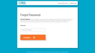 Forgot Password- Enter Username - CIBIL Score