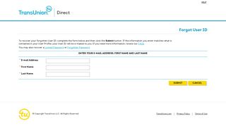 TransUnion Direct: Forgot User ID