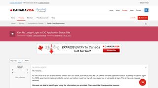 Can No Longer Login to CIC Application Status Site - Canadavisa.com