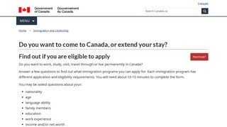 Do you want to come to Canada, or extend your stay? - Canada.ca