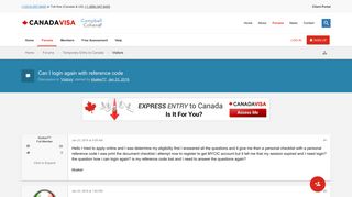 Can I login again with reference code - Canadavisa.com