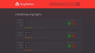 cidadewap.org passwords - BugMeNot