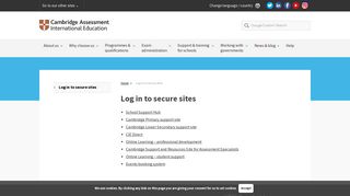 Log in to secure sites - Cambridge International