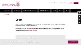 Login - Chartered Institute of Environmental Health - CIEH