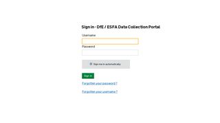 Sign in - DfE / ESFA Data Collection Portal - EFA data collection portal