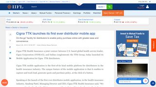 Cigna TTK launches its first ever distributor mobile app - IndiaInfoline