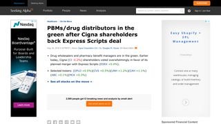 PBMs/drug distributors in the green after Cigna shareholders back ...