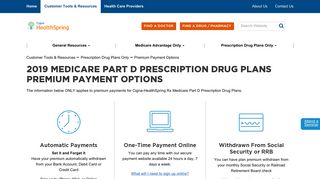 2019 Part D Premium Payment Options | Cigna Medicare