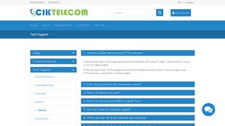 FAQ's -Internet Tech Support – CIK Telecom