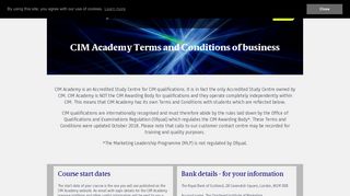 Terms and conditions | CIM Academy