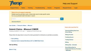 Submit Claims - Missouri CIMOR - Therap Help and Support