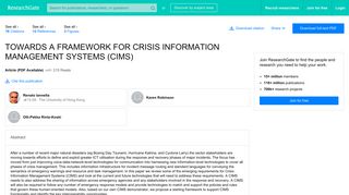 towards a framework for crisis information management systems (cims)