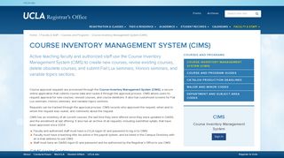 Course Inventory Management System (CIMS) - UCLA Registrar's Office