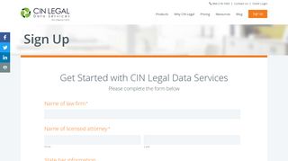 Sign Up - CIN Legal Data Services