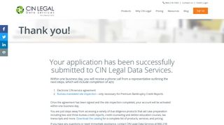 Thank You for Signing Up with CIN Legal Data Services