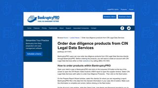 Order due diligence products from CIN Legal Data Services ...