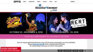 Cincinnati 2018/19 Season - Broadway in Cincinnati