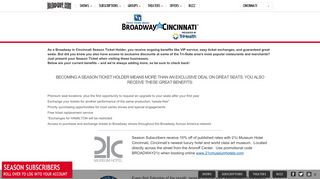 Cincinnati Subscriber Benefits - Broadway in Cincinnati
